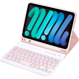 Etui z klawiaturą bluetooth do iPad mini 8.3" 2021 (6 gen.) / iPad mini 8.3" 2024 (7 gen.), Różowe
