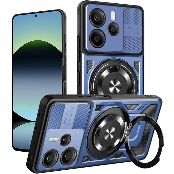 Etui Pancerne z Podstawką do Xiaomi Redmi Note 14 4G – Niebieskie