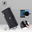 Etui z klapką do iPhone 14 Pro, Wallet Zipper Pocket, czarne