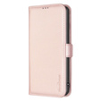 Etui z klapką do Samsung Galaxy A15, BINFEN Wallet, różowe rose gold + szkło 9H