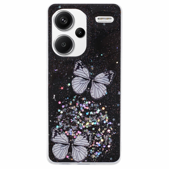 Etui do Xiaomi Redmi Note 13 Pro+, Glitter Butterfly, czarne