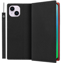 Etui z klapką do iPhone 14 Plus, Litchi Skin Grain, czarne