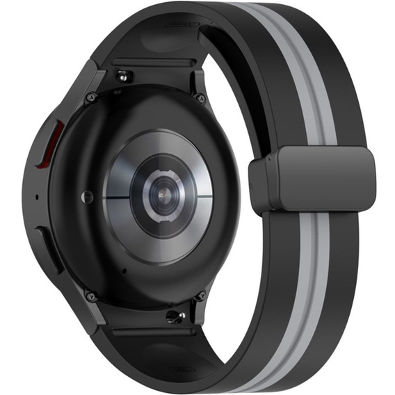 Pasek Silikonowy do Samsung Galaxy Watch 4/5/6 40/42/43/44/45/46/47mm, Czarny / Szary