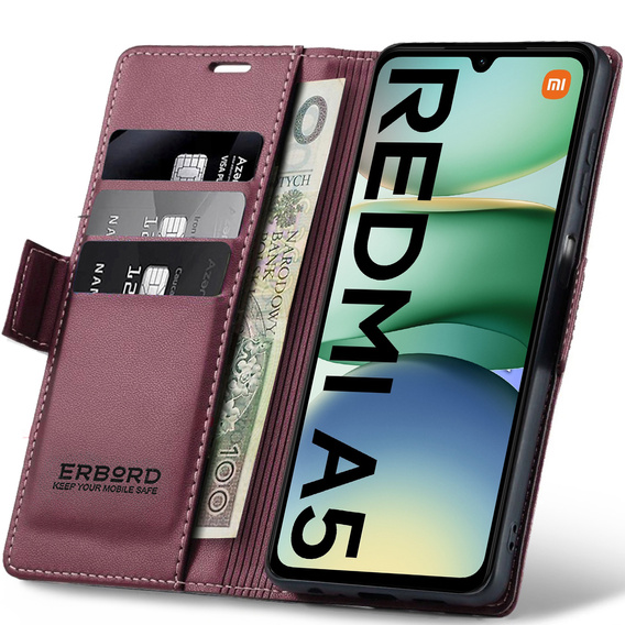 Etui ERBORD Glossy Litchi portfel z klapką do Xiaomi Redmi A5