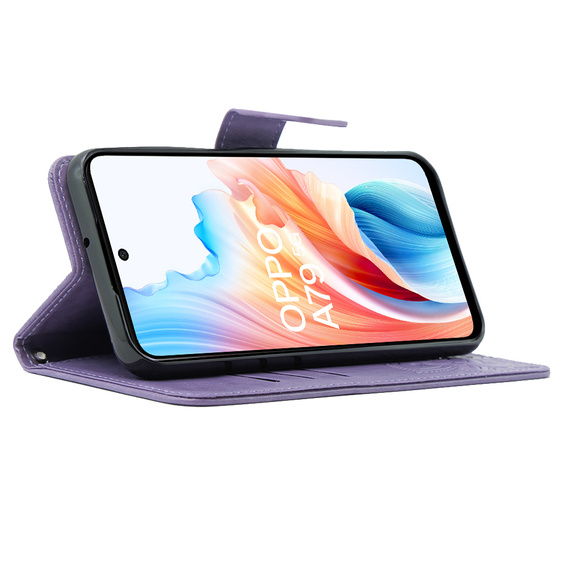 Etui z klapką do Oppo A79 5G, Butterfly, fioletowe