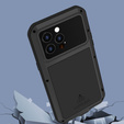 Etui Love Mei do iPhone 14 Pro Max, pancerne ze szkłem, czarne