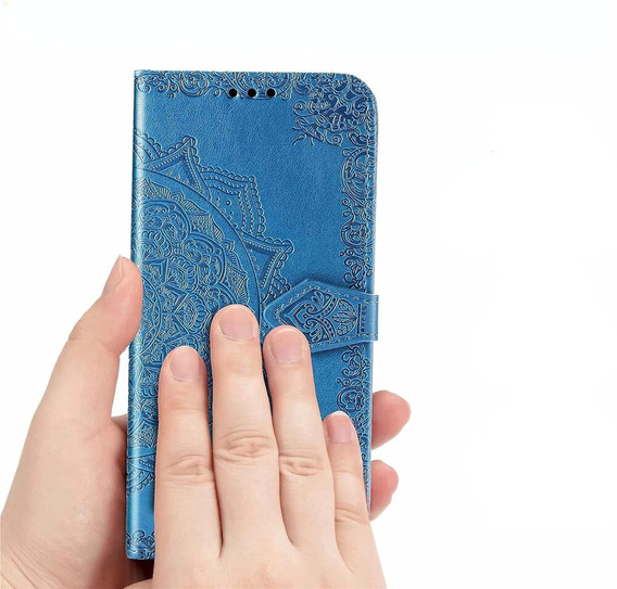 Etui z klapką do Samsung Galaxy M55 5G, Mandala, niebieskie
