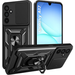 Etui pancerne do Samsung Galaxy A17 5G, z ochroną aparatu, z podstawką, czarne