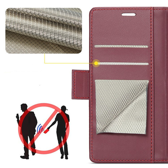 Etui do Oppo A60, ERBORD Glossy Litchi, portfel z klapką, czerwone
