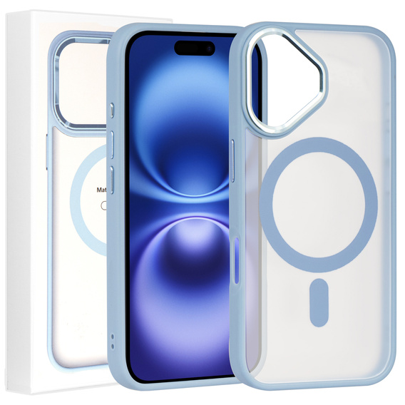 Etui do iPhone 16, do MagSafe, ERBORD Matt Case, przezroczyste / niebieskie + Szkło na ekran