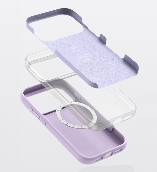 Etui silikonowe do iPhone 17 Pro Max, do MagSafe, antywstrząsowe, fioletowe