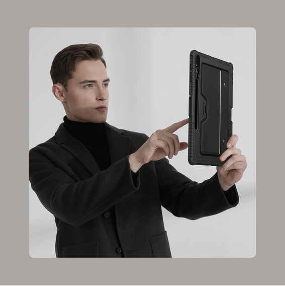 Etui z klawiaturą do Galaxy Tab S8+ / Tab S7 +/ Tab S7 FE, NILLKIN Bumper Pen Slot, czarne