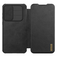 Etui z klapką NILLKIN do Samsung Galaxy A56 5G, CamShield Qin Pro, skórzane, czarne