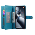 Etui z klapką do Xiaomi 14T Pro, Wallet Zipper Pocket, niebieskie