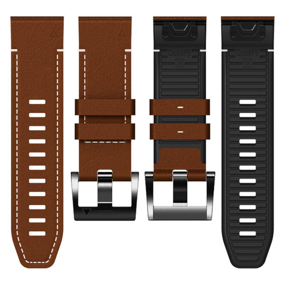 Pasek Skórzany Quickfit do zegarków Garmin Fenix 5X/6X/6X PRO/7X, Brązowy