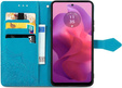 Etui z klapką do Motorola Moto E14, Mandala, niebieskie