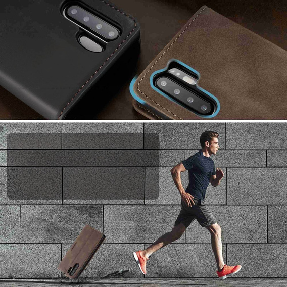 Etui CASEME do Huawei P30 Pro, Leather Wallet Case, ciemnobrązowe