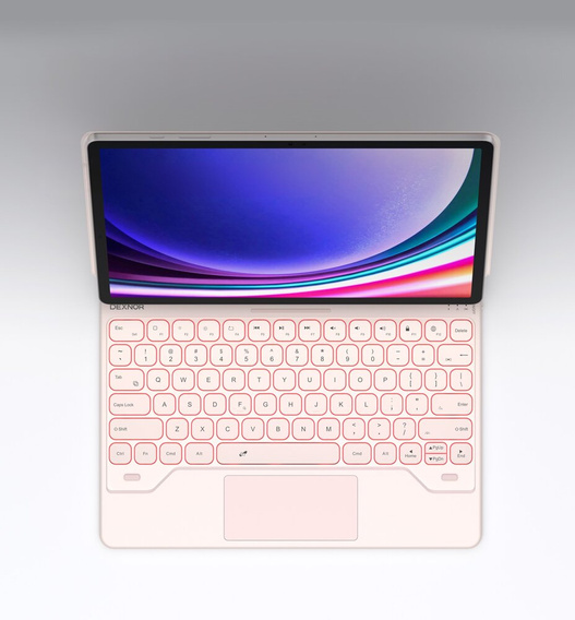Etui z klawiaturą do Samsung Galaxy Tab S7+ / S7 FE / S9+ / S8+ / S9 FE+ / S10+, Dexnor Magnetic Keyboard Touchpad, różowe