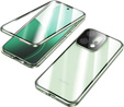 Etui do Oppo Reno 14, Magnetic Dual Glass, przezroczyste z zielonymi bokami