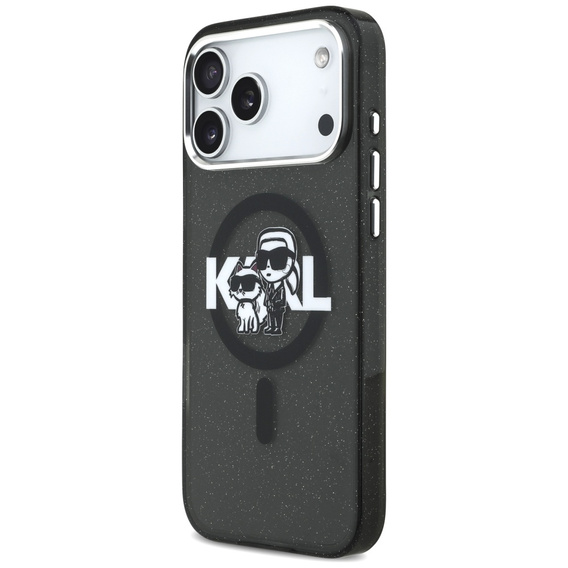 Etui Karl Lagerfeld IML Glitter Karl & Choupette Sketch Logo MagSafe do iPhone 17 Pro Max