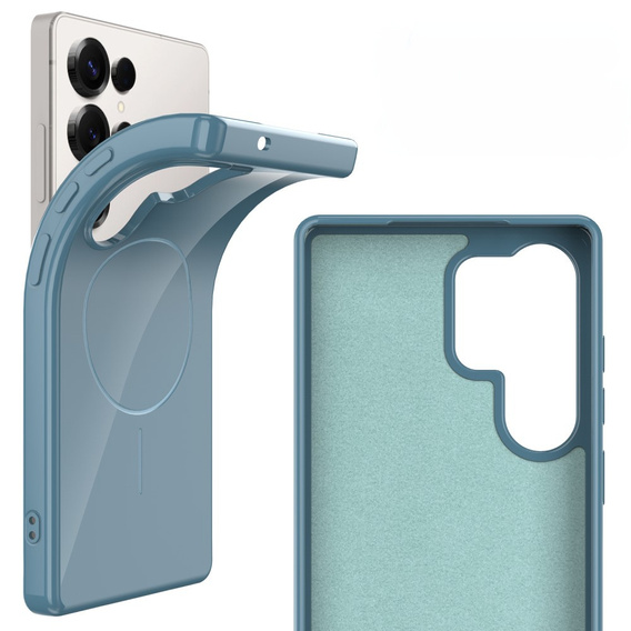 Etui do Samsung Galaxy S25 Ultra, magnetyczne z paskiem – niebieskie