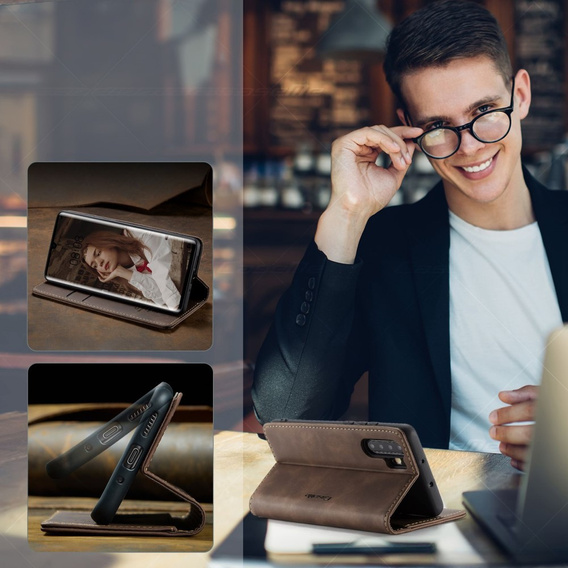 Etui CASEME do Huawei P30 Pro, Leather Wallet Case, ciemnobrązowe
