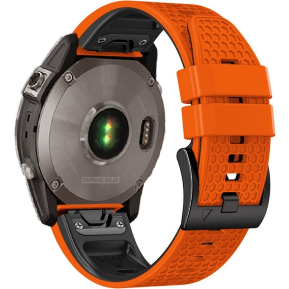 Pasek Silikonowy do Garmin Fenix 5/6/7 Forerunner 965/955/945/935 22mm, Pomarańczowy / Czarny