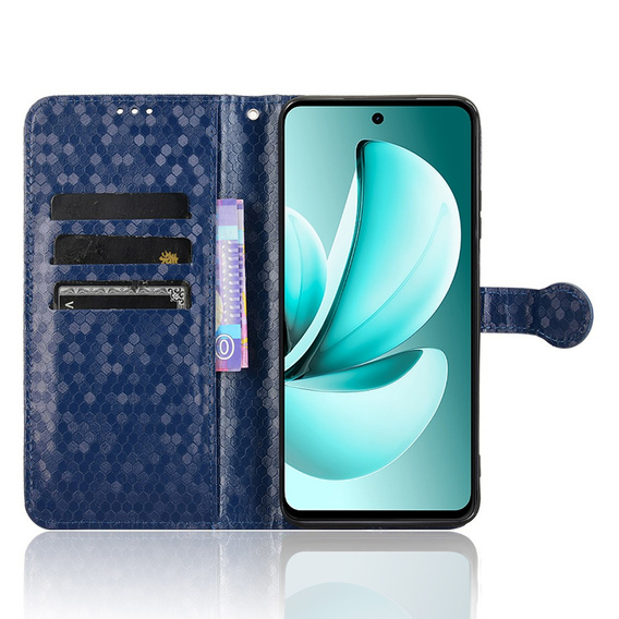 Etui Wallet Rhombus z klapką do Realme C71 – eleganckie i praktyczne, niebieskie