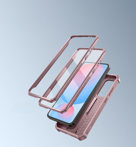 Etui pancerne do Samsung Galaxy S24 FE, Dexnor Full Body (Two Frames), różowe rose gold