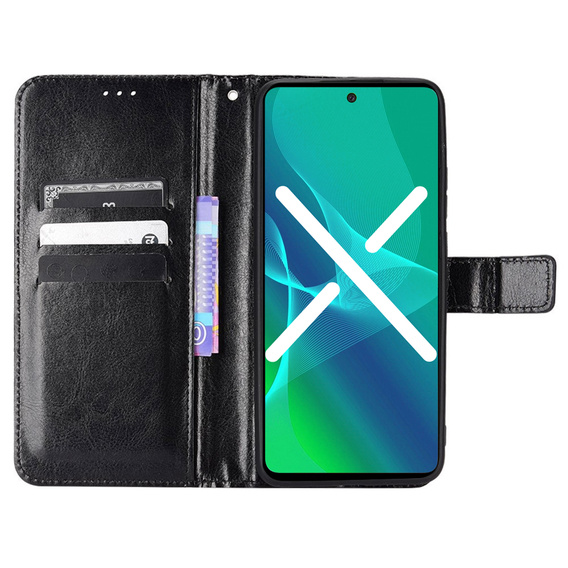 Etui z klapką do Nokia C10 / C20, Crazy Horse Wallet, czarne