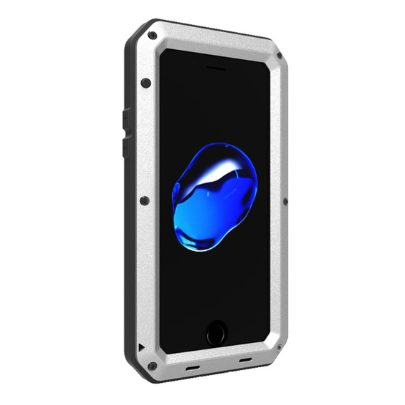 Etui do iPhone SE (2020)/SE (2022)/7/8, pancerne, z wbudowanym szkłem, srebrne