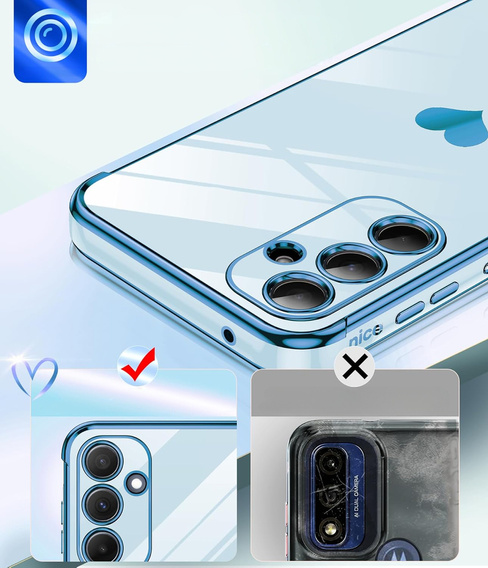 Etui do Samsung Galaxy A54 5G, Electro heart, niebieskie + 2x Szkło 9H