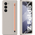 Etui do Samsung Galaxy Z Fold 5 5G, ze szkłem i rysikiem, szare / różowe