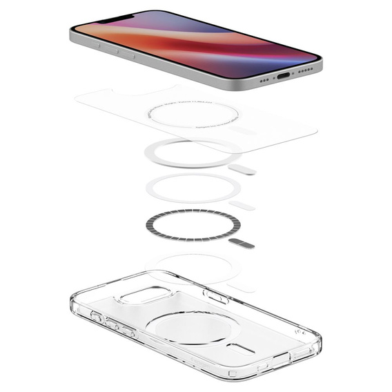 Etui z MagSafe Spigen do Iphone 16E, Ultra Hybrid, przezroczyste / białe + Szkło Hartowane 9H
