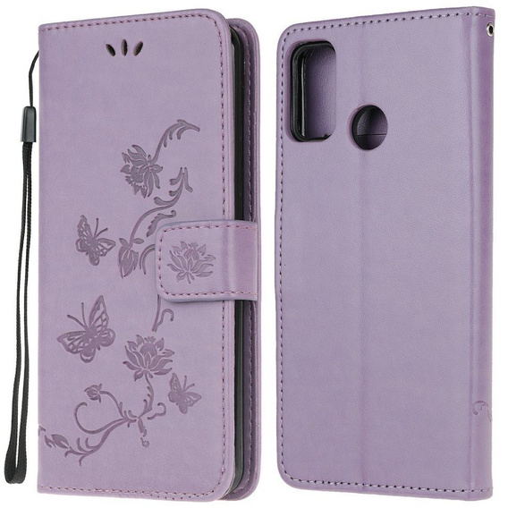 Etui z klapką do Motorola Moto G10 / G30, Butterfly, fioletowe