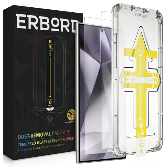ERBORD Easy App 9H – szkło hartowane do Samsung Galaxy S25 Ultra (2 sztuki + ramki)