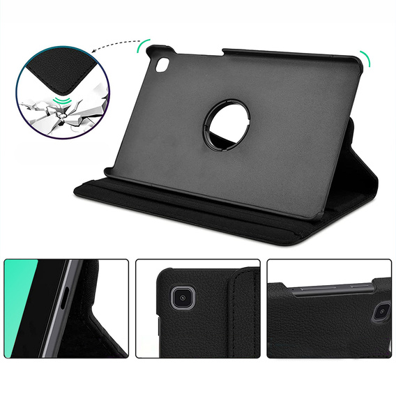 Etui do Samsung Galaxy Tab A7 Lite 8.7 T220 / T225, Obrotowe 360, Czarne