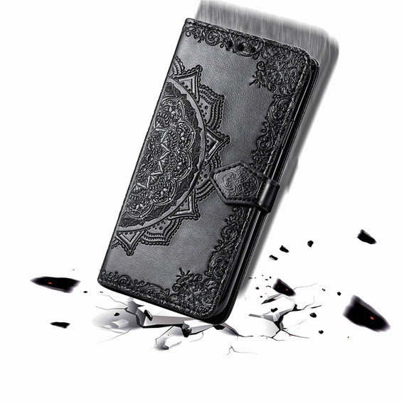 Etui z klapką do Samsung Galaxy M15 5G, Mandala, czarne