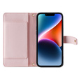 Etui z klapką do iPhone 15, Wallet Zipper Pocket, różowe