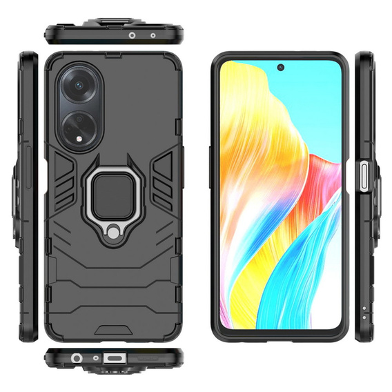 Etui do Oppo A58 4G, Kickstand Ring, czarne