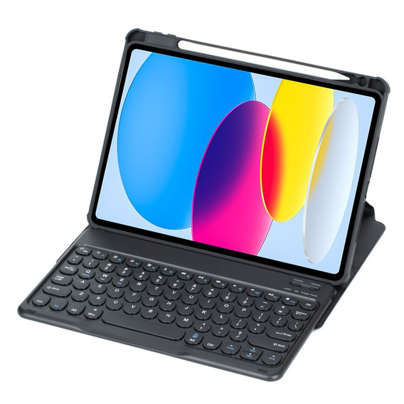 Etui z klawiaturą do iPad 11" 2025 A16 (11 gen.) / iPad 10.9" 2022 (10 gen.), Rotary 360° Leather, czarne