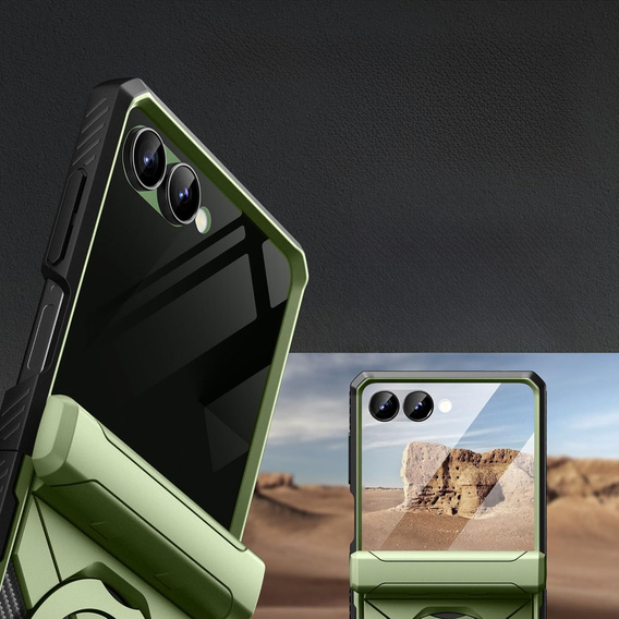 Etui Tongate MECH z MagSafe do Samsung Galaxy Z Flip7 FE / Z Flip6, zielone
