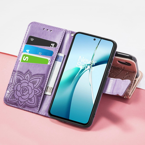 Etui z klapką do Samsung Galaxy S25 Edge, Motyl, fioletowe