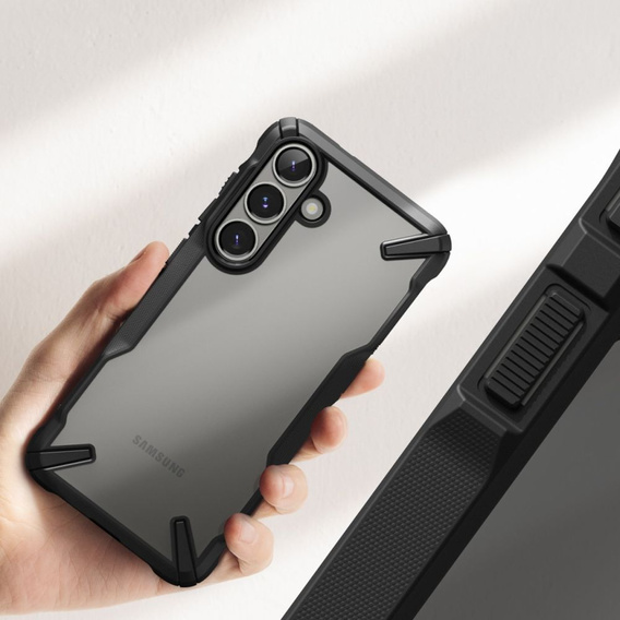 Etui Ringke Fusion X do Galaxy S25+ Plus, Czarne + Szkło Hartowane 9H