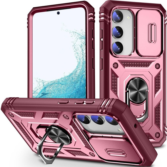 Etui pancerne do Samsung Galaxy S23 Plus, CamShield Slide, różowe / czerwone