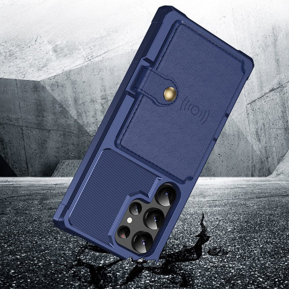 Etui do Samsung Galaxy S25 Ultra z kieszenią na karty – niebieskie