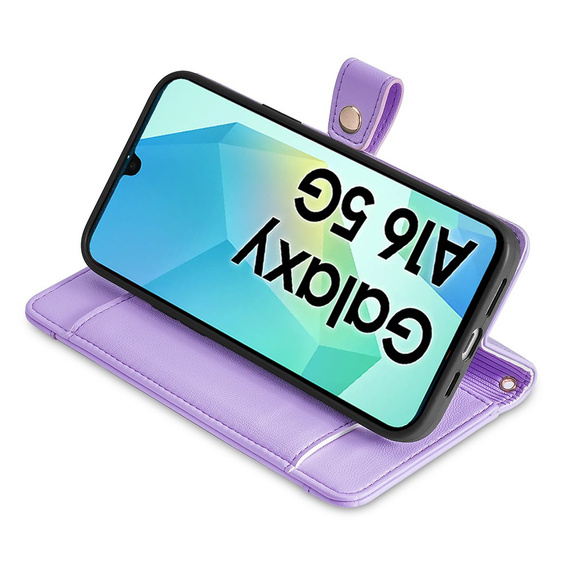 Etui z klapką do Samsung Galaxy A16, Wallet Zipper Pocket, fioletowe