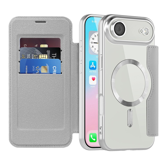 Etui z klapką do iPhone Air, RFID Wallet MagSafe z ochroną aparatu, tytanowe szare