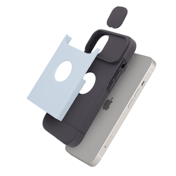 Etui ERBORD MagSafe Cam Slider do iPhone 13 / iPhone 14, niebieskie + Szkło na ekran