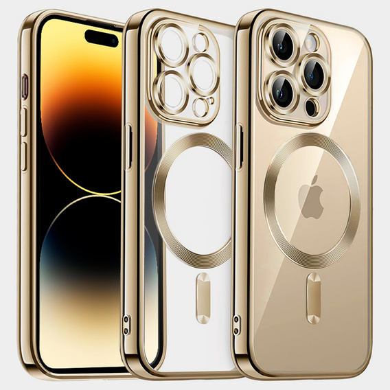 Etui do iPhone 14 Pro Max, Electro MagSafe, złote + Szkło na ekran
